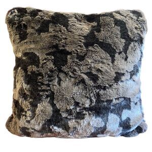 NWOT NEW Aviva Stanoff Black/Brown Faux Fur Luxury Designer Pillow 20" x 20